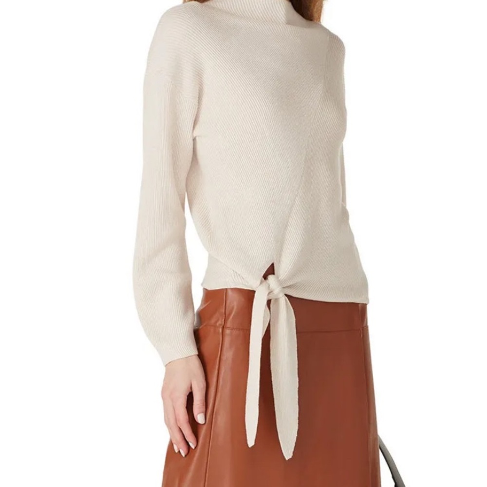Rebecca Taylor Side Tie Sweater in Cream Sz S